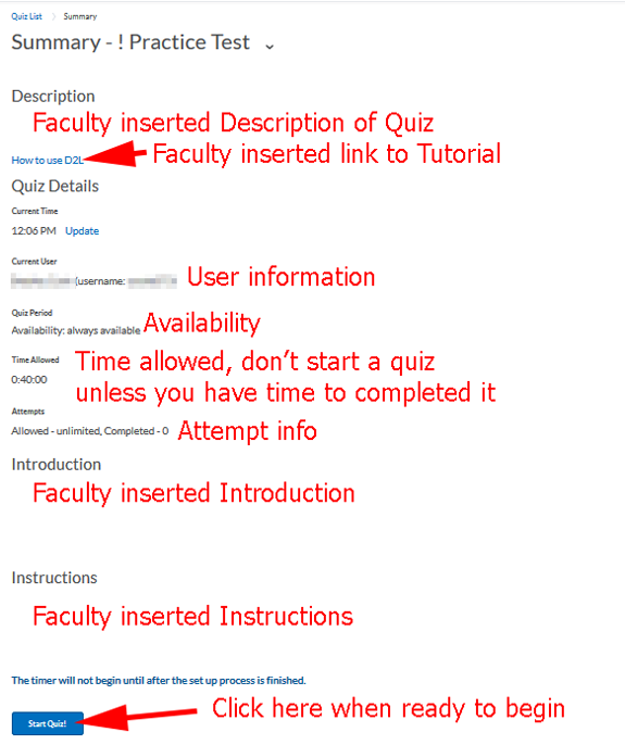 D2L quiz types