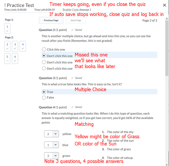 D2L quiz types