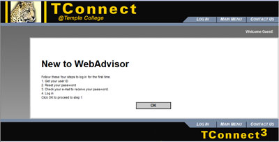 TConnect New User Screen