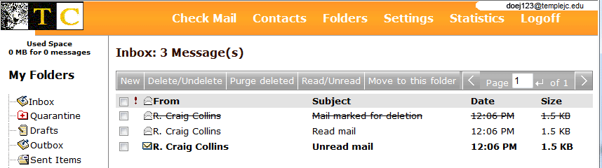 Web Mail Inbox