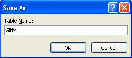 Access Save table