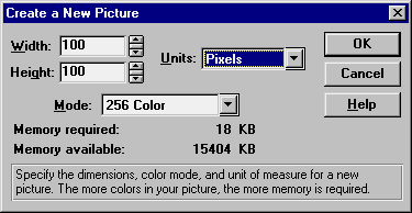 New Picture dialog box