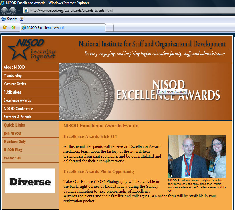 Craig Collins getting NISOD medal, 2008