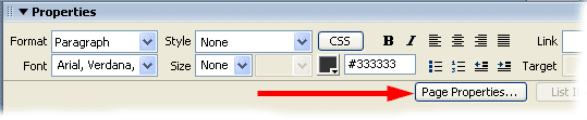 Dreamweaver page properties