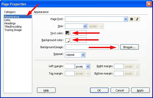 Dreamweaver Page Properties