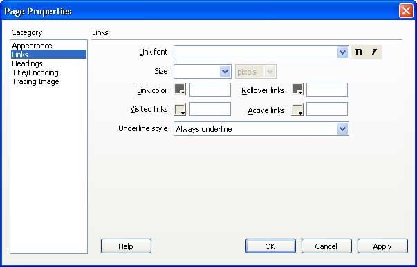 Dreamweaver Page Properties