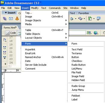 Dreamweaver Form Menu