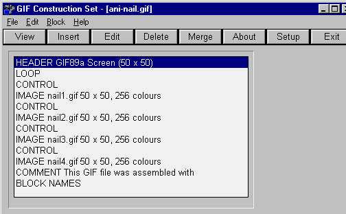 Gifcon animation control screen