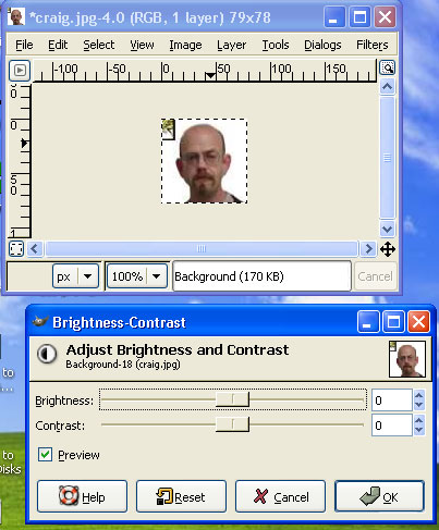 GIMP brightness and contrast sliders