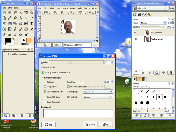 GIMP image quality slider