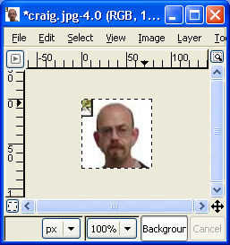 GIMP cropped image and selection