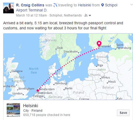 Flying to Helsinki