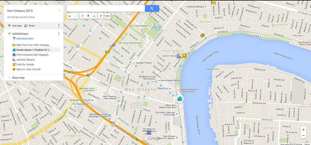 Map of places in New Olreans