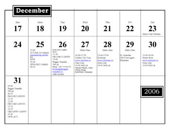 Prague Planning Calendar