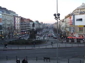 Wenceslas Square, from Museum looking toward Mustek, Prague