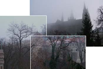 Prague Castle overlays,  near the moat