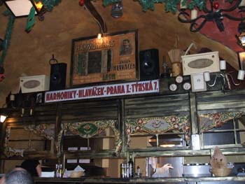 Interior of U Bodovce Týnská , behind  (Týnský Chrám),  Staré Mesto, Prague