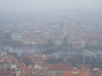 Kaluv Most (Charles Bridge), from Observatory,  Petrín  Tower, Prague
