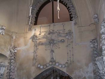 Bone decorations in Kostnice Ossuary, near Kutna Hora