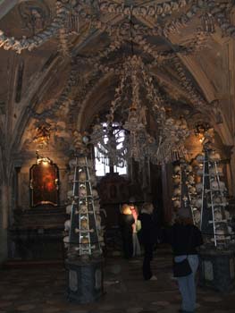 Bone decorations in Kostnice Ossuary, near Kutna Hora