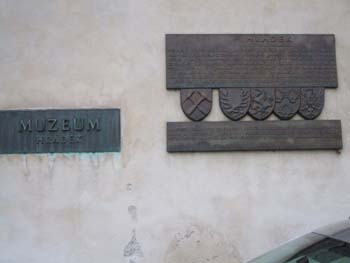 Plaque on Hrádek (Small Castle) Town Hall, Kutna Hora