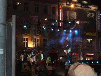 Stage with dancing pirates, near Museum, Václavské námestí (Wenceslas Square)