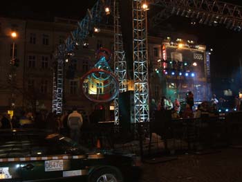 Stage with dancing pirates, near Museum, Václavské námestí (Wenceslas Square)