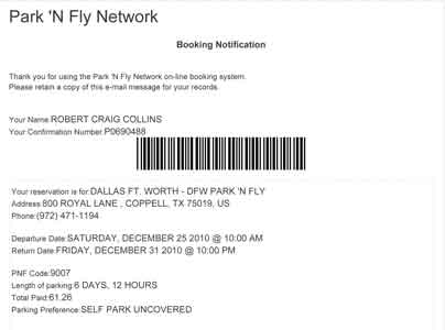 Park'nFly voucher