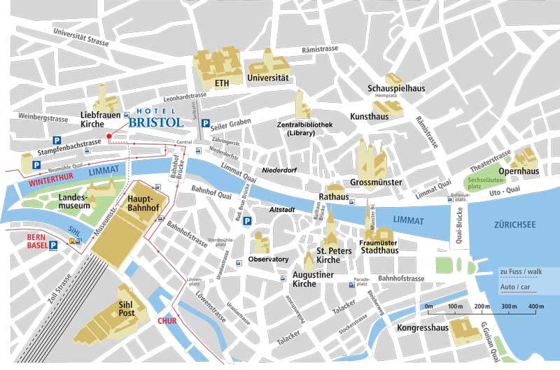 Zürich Hotel Bristol area map