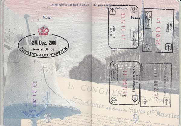 Stamped passport