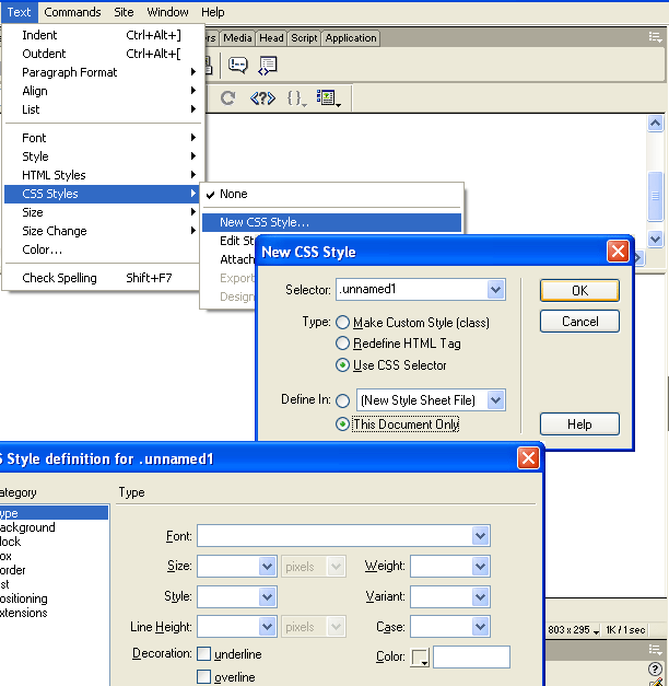 DreamWeaver Style Dialog boxes