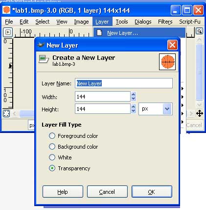 Add transparent layer-GIMP