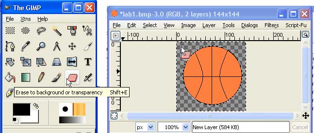 Eraser tool-GIMP