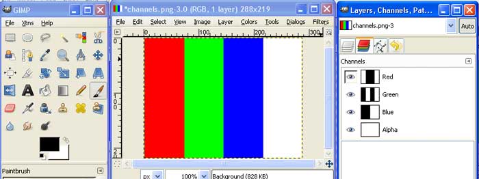 the GIMP Channel tab