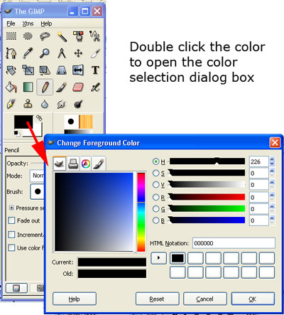 the GIMP Color dialog