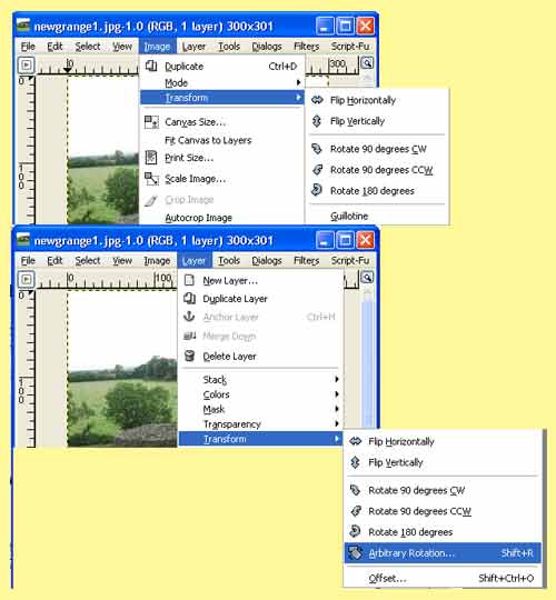 The GIMP, rotating images