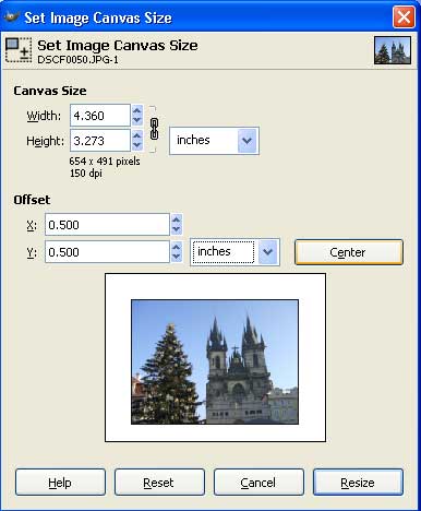 GIMP Canvas resized
