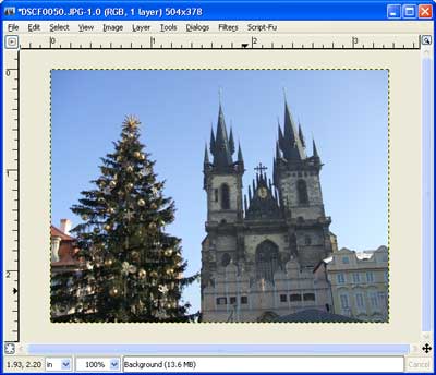 the GIMP, resized image