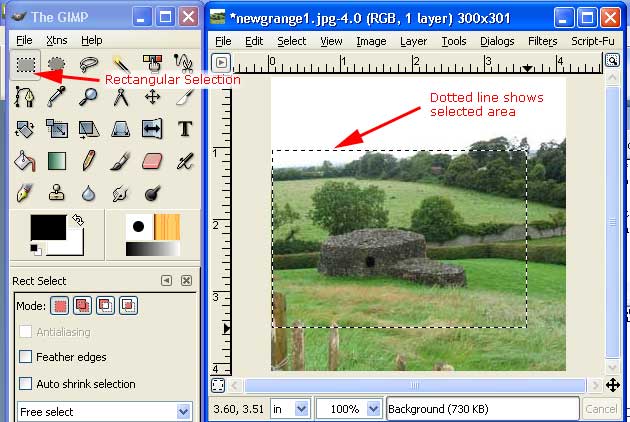 the GIMP selection tool