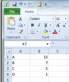Excel enter data for chart