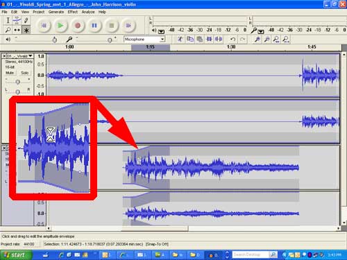 Audacity multitool changing volume