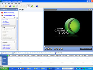 Camtasia work area