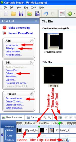 Camtasia side bar