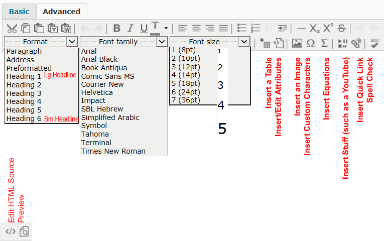 News Formatting options