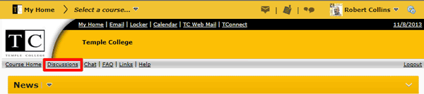 D2L Campus Discusions screen