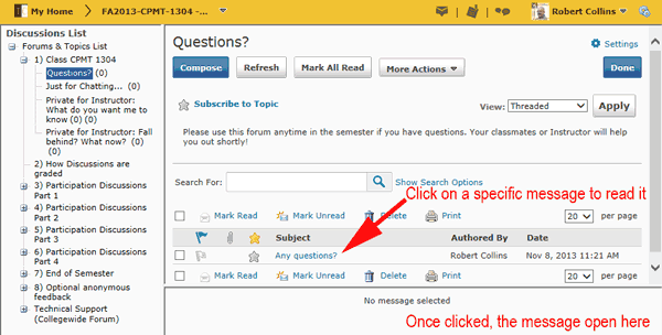 Select discussion view