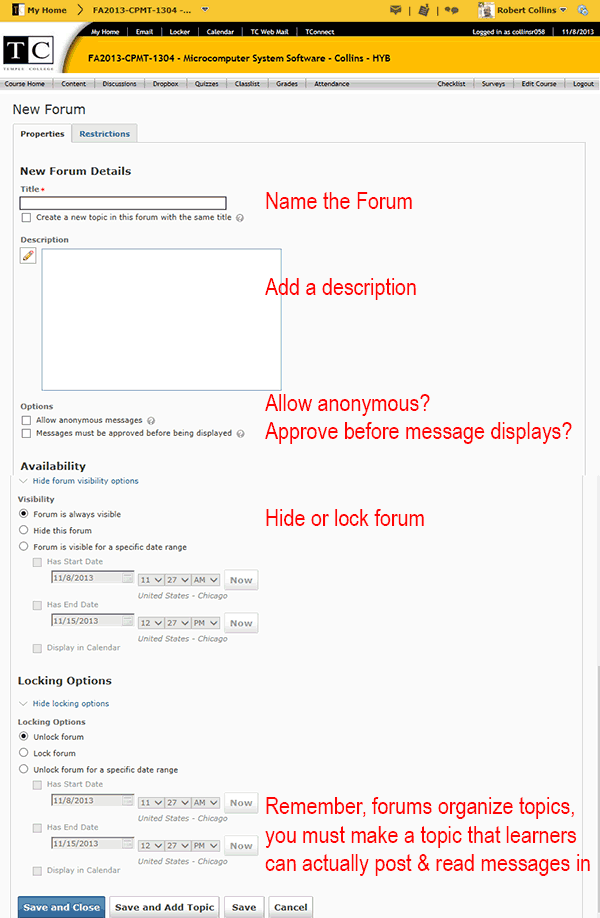 Create forum