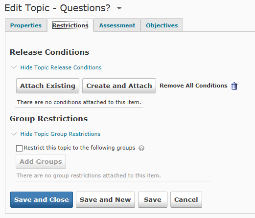 Discussion Restrictions Tab