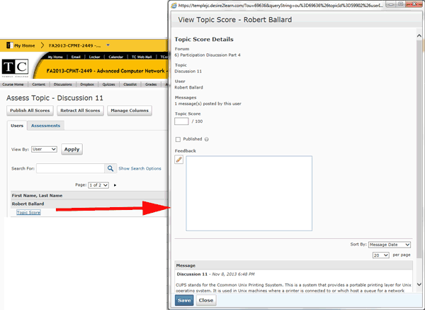 Assess entire topic window