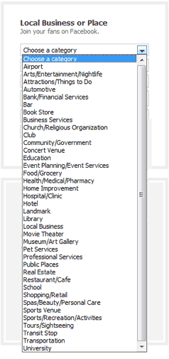 Facebook Fan page options